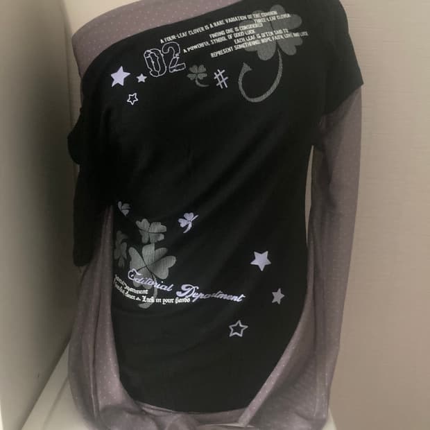 빈티지 키치 y2k와투케 도트 오프숄더 원숄더  