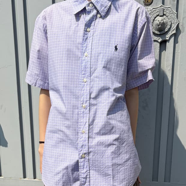 Polo Ralph Lauren 퍼플 체크 반팔 셔츠