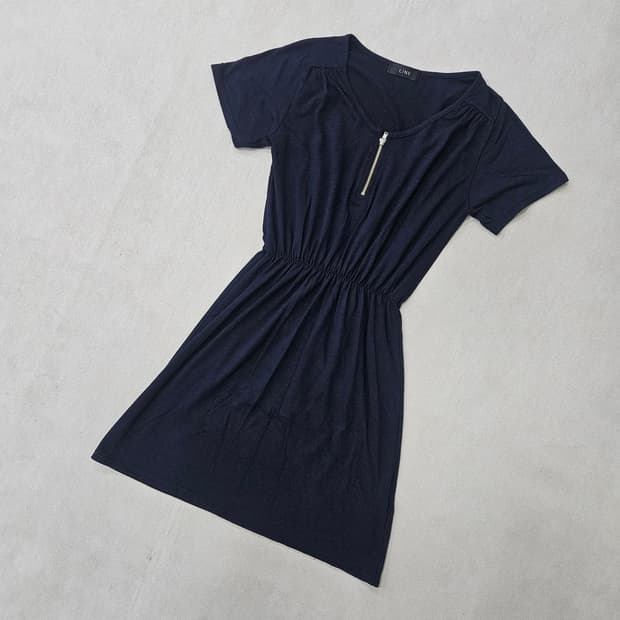 F 라인 지퍼 포인트 원피스 0402Y