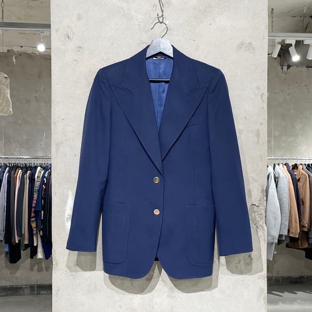 구찌 네이비 금장 버튼 2B 울 블레이저