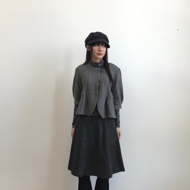 jpn Grey Flared Knit Cardigan