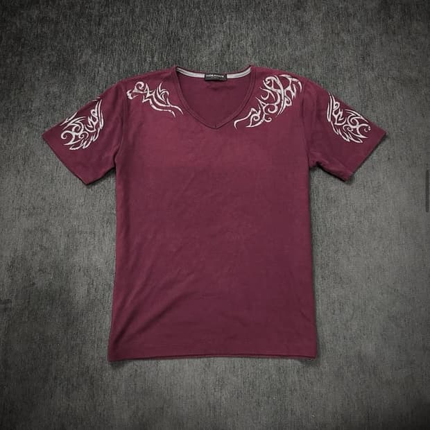 Nicole club burgundy tribal v-neck