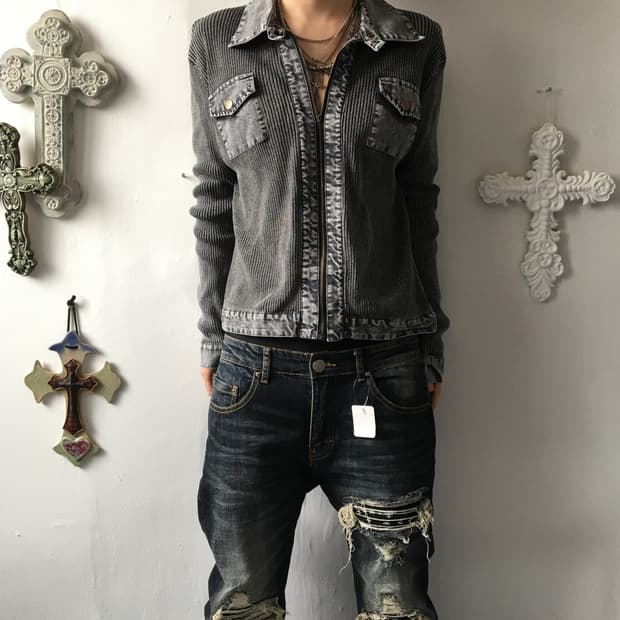 Pocket point ribbed zip up