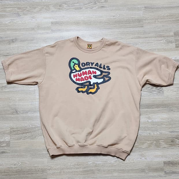 휴먼메이드 오리 반팔 스웨트 셔츠