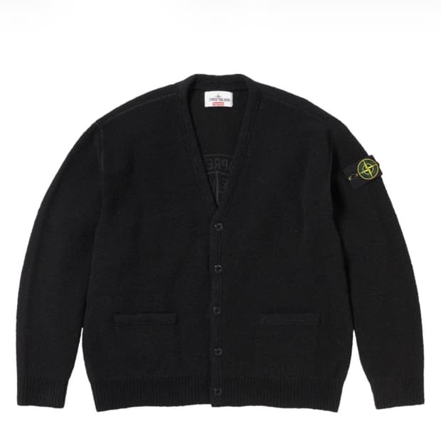 M) 슈프림 x 스톤 아일랜드 부클 가디건 블랙 - 23fw