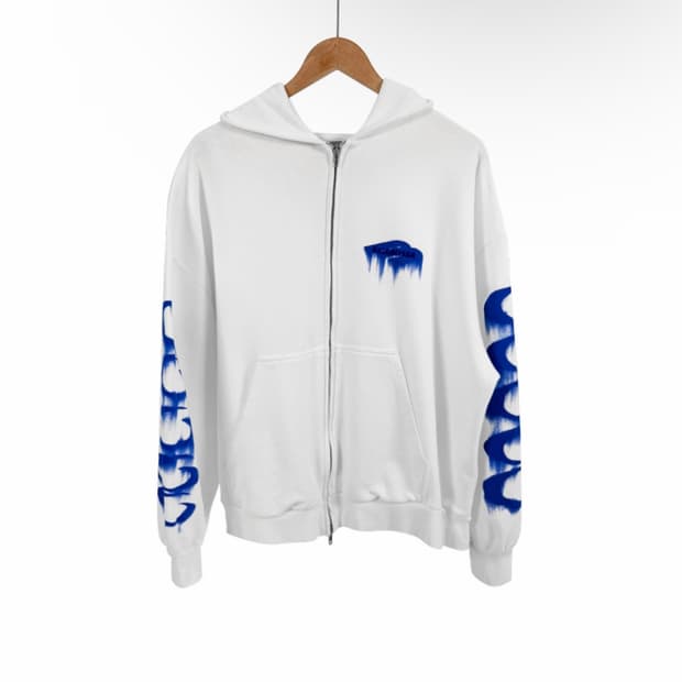 [L] 발렌시아가 남성 26ss 웻 브러시 아이콘 후드 집업 자켓 화이트