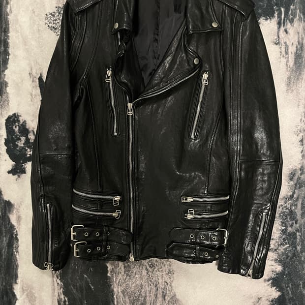 빈티지 버클 지퍼 라이더 가죽자켓