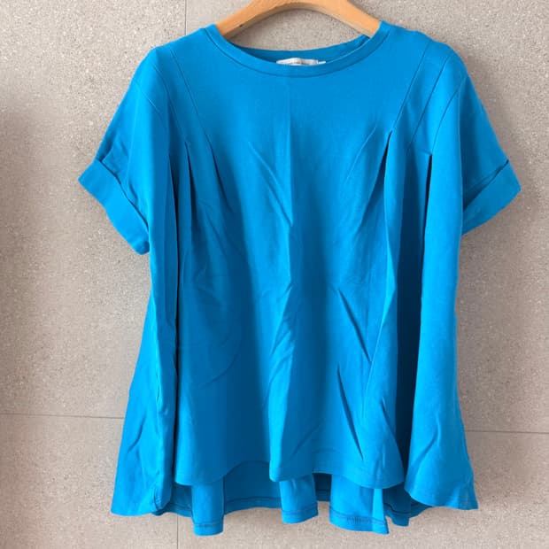 아메리칸홀릭 여성 블루 플레어 반팔 티셔츠