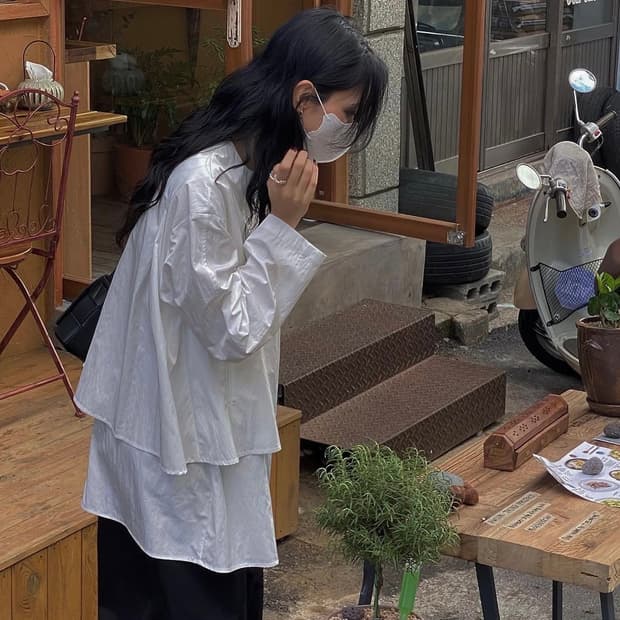 트리밍버드 레이어드 화이트 블라우스