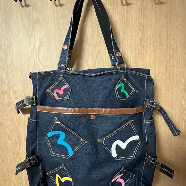 에비수 패치워크 데님 백