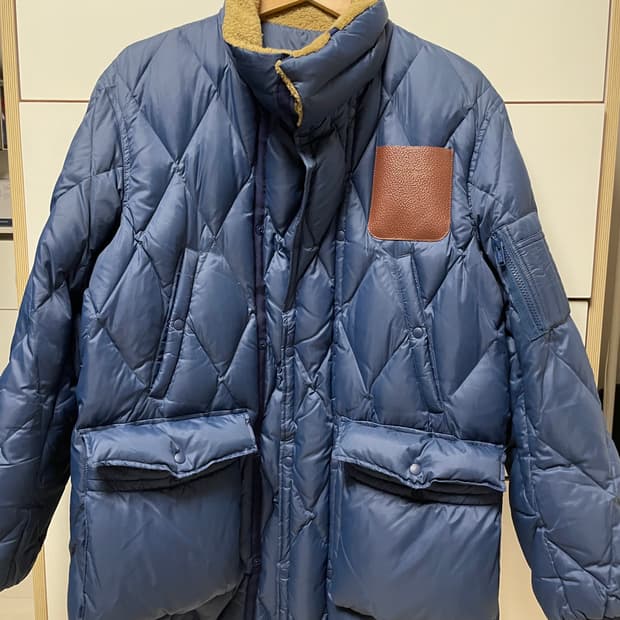 언더커버 14fw 패디드 가죽탭 자켓