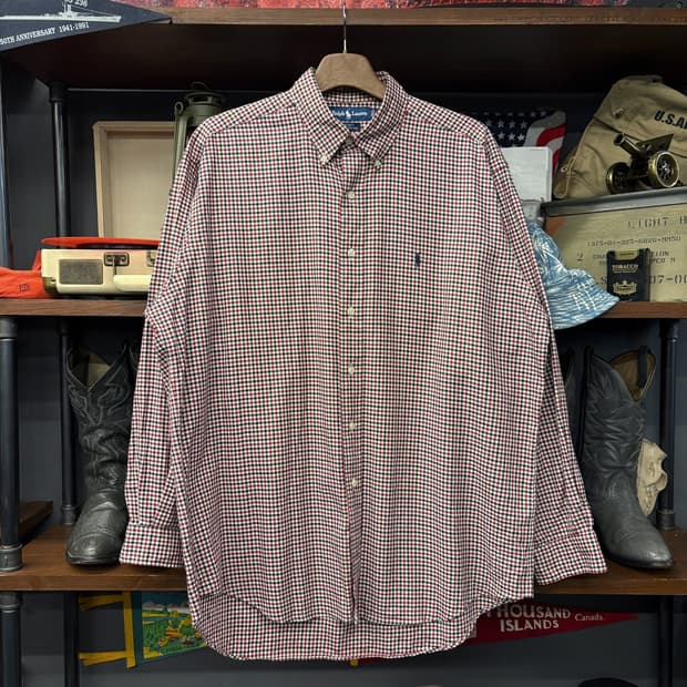 폴로 랄프로렌 클래식 마이크로 깅엄체크 버튼다운 셔츠 코튼트윌 N658