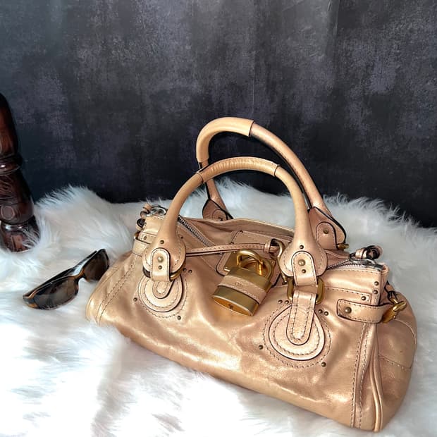 Chloe 끌로에 패딩턴 샴페인골드 레더 아카이브 자물쇠 토트백