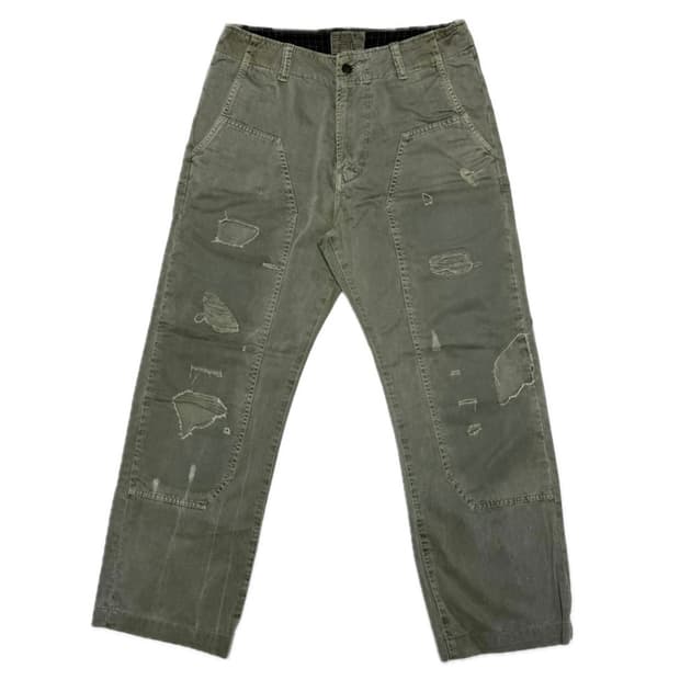 빈티지 디스 디테일 더블니 팬츠 