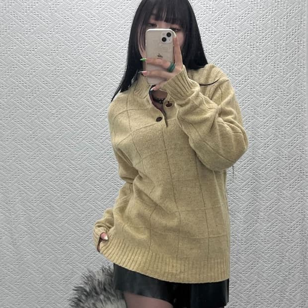 챕스 랄프로렌 빈티지 하이넥 버튼 울 니트 M C09265