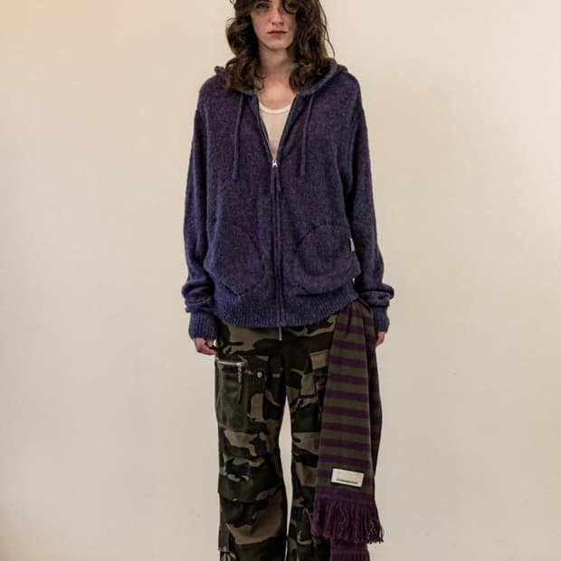 더바이닐하우스 니트집업 퍼플 S