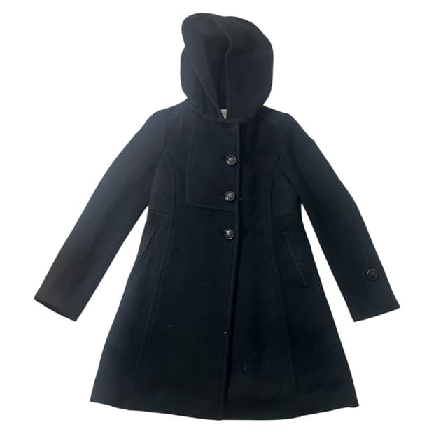 SJSJ 블랙 후드 버튼 코트 82-94-160