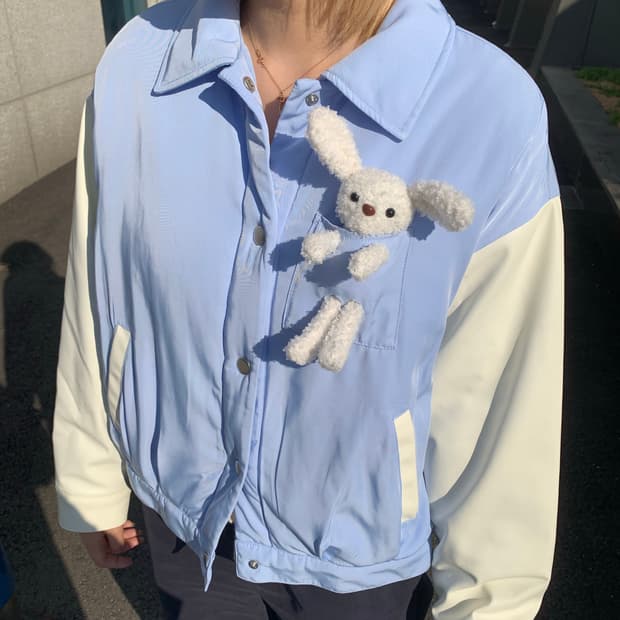 H&M 토끼인형 바시티자켓