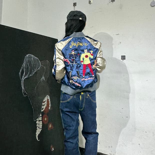 Jpn 일본빈티지 오리엔탈 그렌 독수리 사람 스카잔 자켓