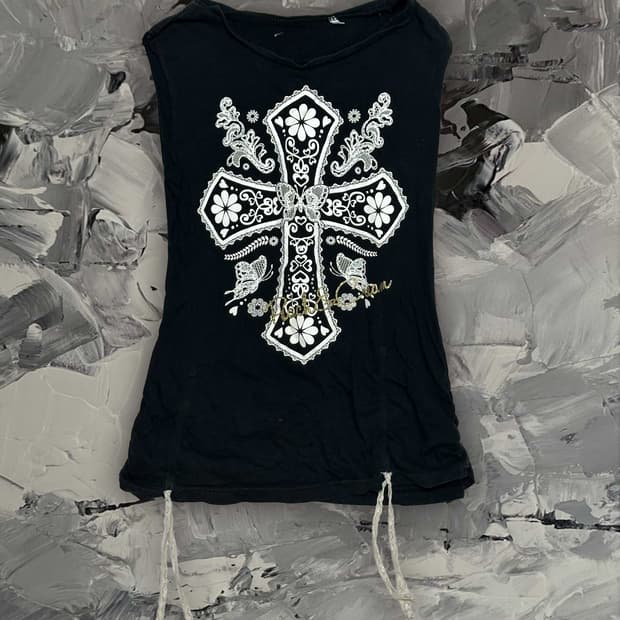 빈티지 디테일 블랙 나시