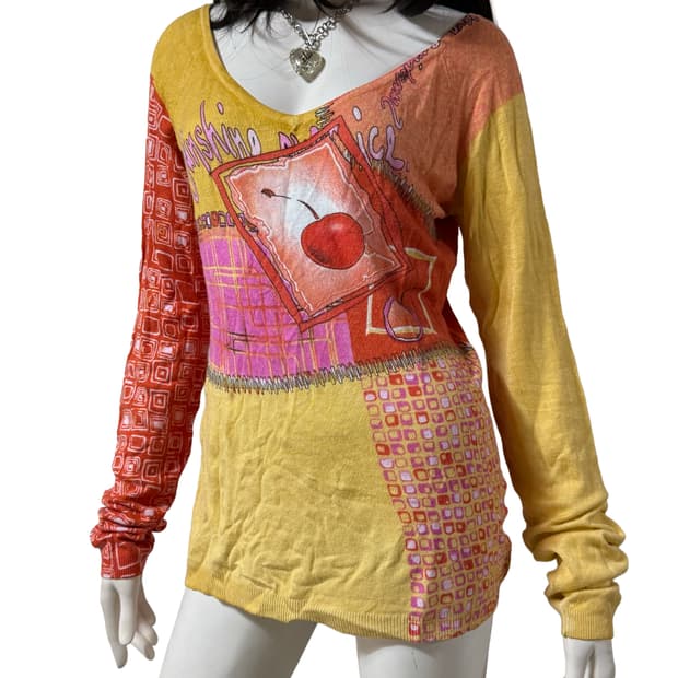 빈티지 y2k kitsch 브이넥 니트