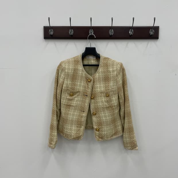 재팬 빈티지 체크 트위드 자켓