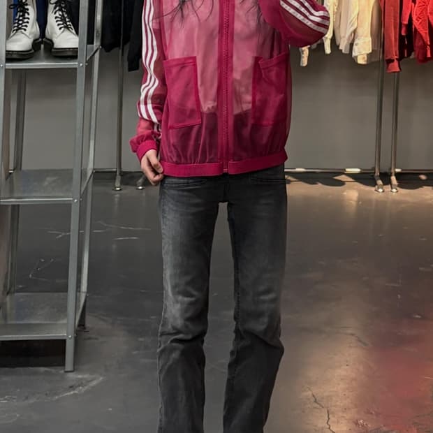 아디다스 오리지널 핫핑크 매쉬 시스루 트랙 자켓 A3683