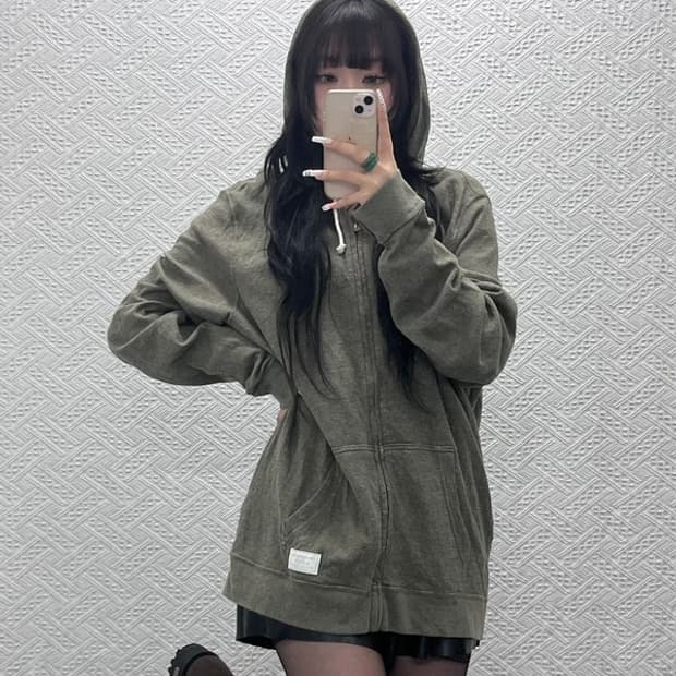 아베크롬비 레트로 빈티지 여리핏 말차카키 후드집업 XL C10826