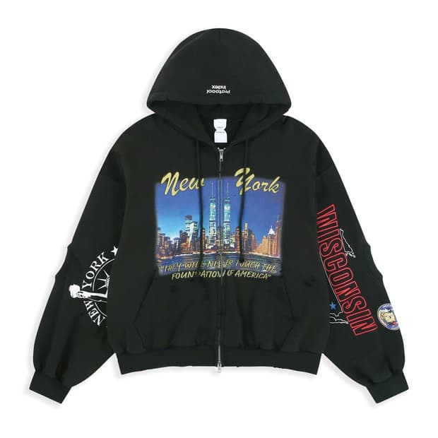 (1) 프로토콜 인덱스 리컨스트럭티드 스웨트셔츠 집후드 블랙