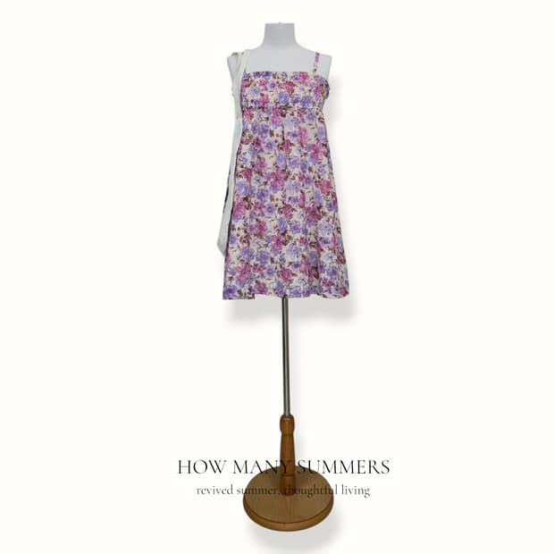 페이지보이 플라워 스모킹 뷔스티에 미니 원피스 M 퍼플