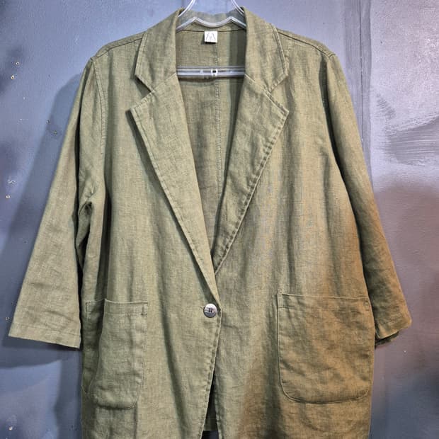 면린넨 혼방 자켓 카키색 S