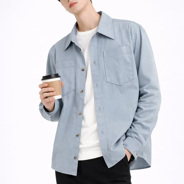 엘무드(LMOOD) 미니멀 더블 포켓 셔츠