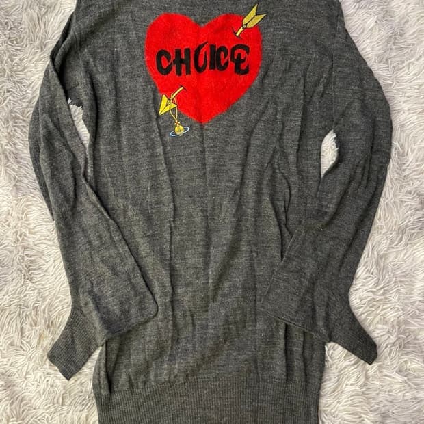 비비안웨스트우드 그레이 하트 프린트 니트 원피스 M