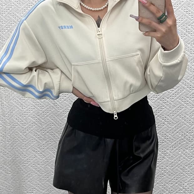 널디 캐주얼 Y2K 키치 코튼캔디 크롭 져지 집업 XS C13384