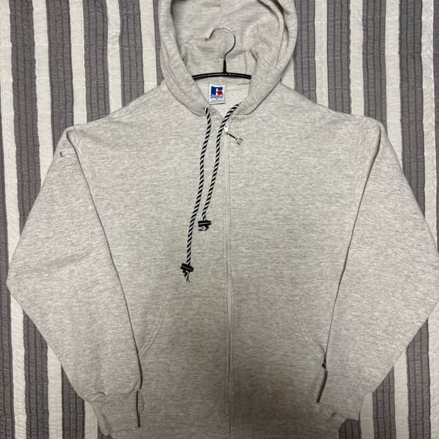 70s 러셀 후드 집업 멜란지그레이 L 박스핏