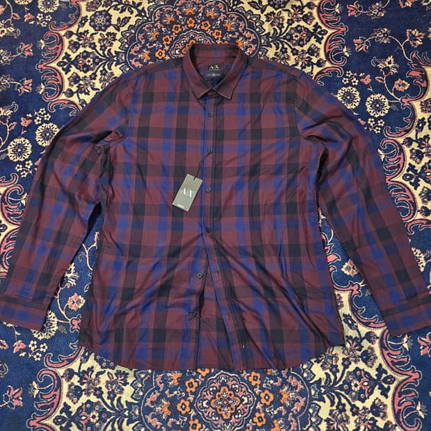 (새상품)아르마니 익스체인지 체크 셔츠 XL size