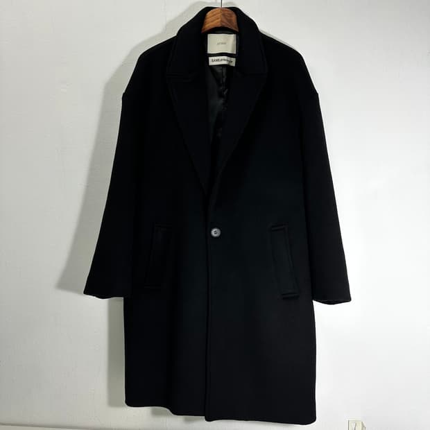 우먼FREE 라퍼지스토어 블랙 카라넥 울 싱글코트