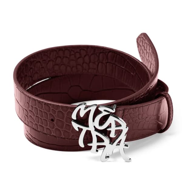 메르트라 악어 가죽 패턴 벨트 와인