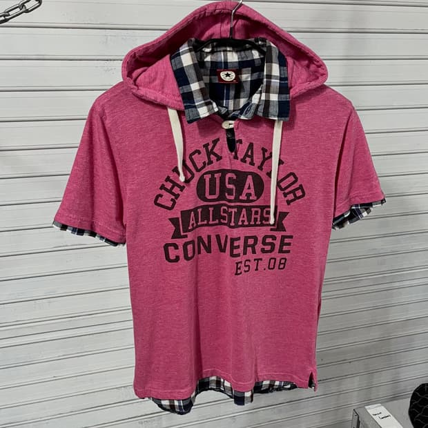 Converse layered hood half tee
