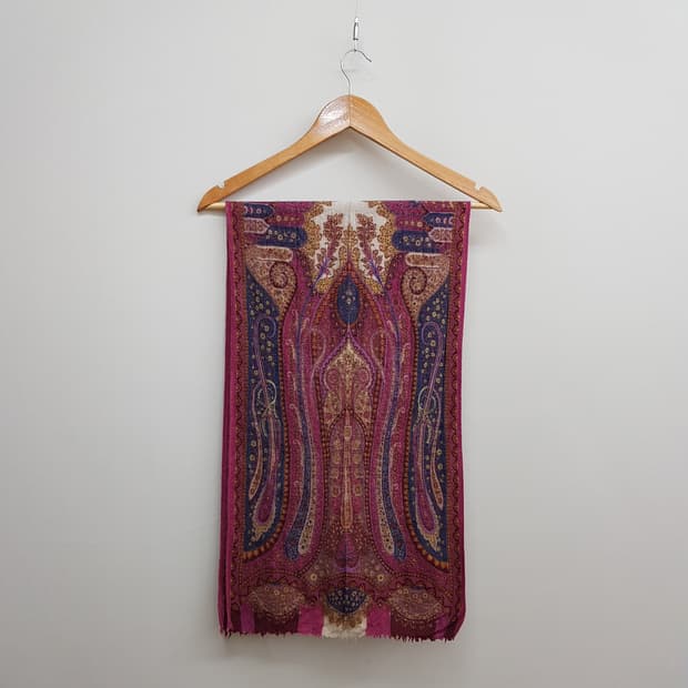 에트로 페이즐리 패턴 울 실크 머플러