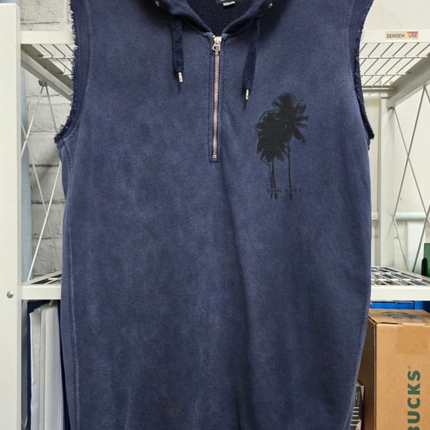 디젤 남성조끼 후드 베스트 S 스웻 워싱 슬리브리스 MN12