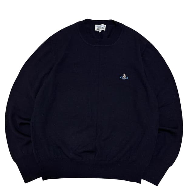 비비안웨스트우드 로고 네이비 니트