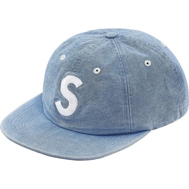 슈프림 워시드 샴브레이 s로고 6패널 캡 18ss