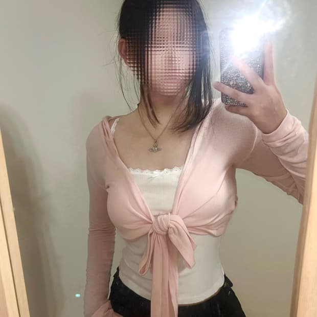 연분홍 롱가디건