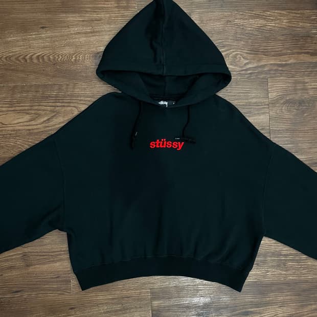 Stussy Crop Hoodie Black