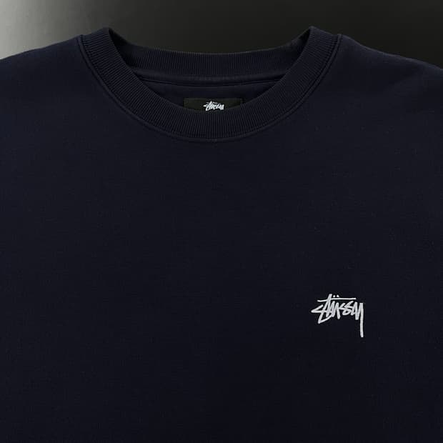 스투시 STOCK LOGO CREW 네이비 M사이즈