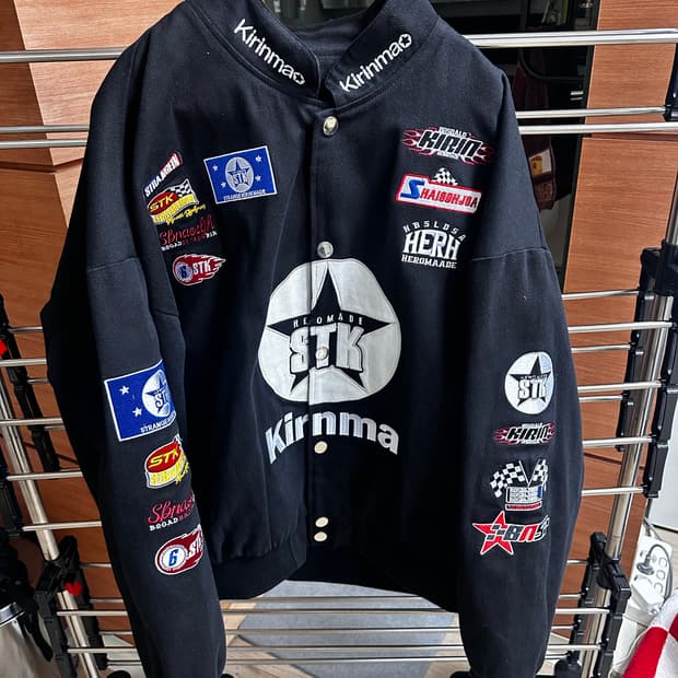 일본 키린마 블랙 패치 레이싱 자켓