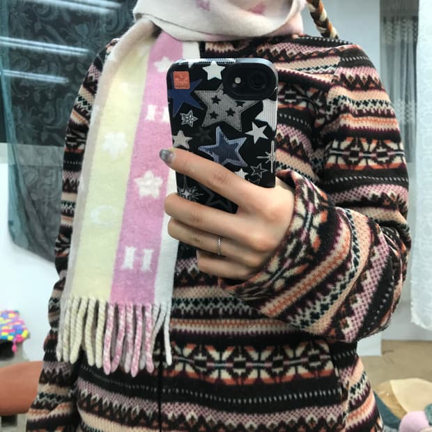 빈티지 알파벳 스트라이프 머플러 목도리 