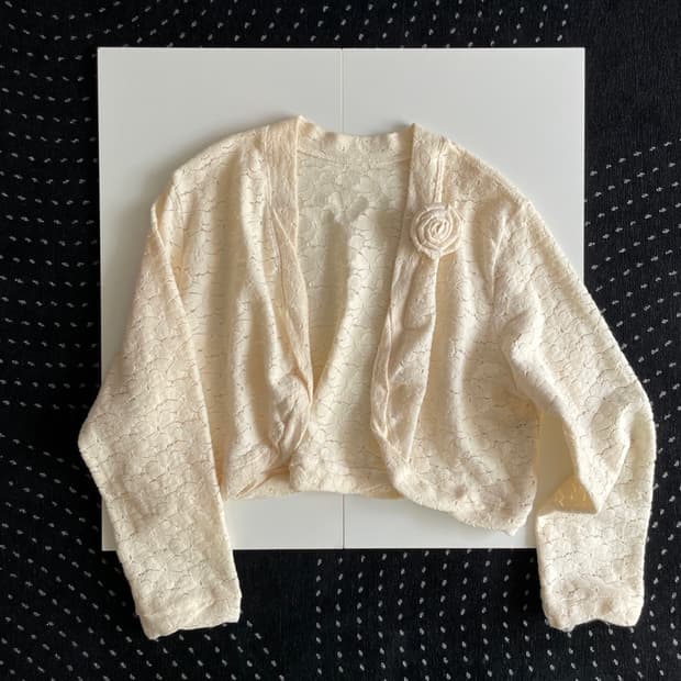 robe short cardigan, rose brooch set 🥀