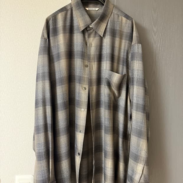 오라리 24fw 울 체크셔츠 차콜 5사이즈